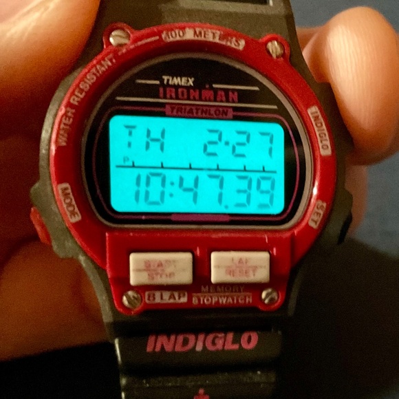 RARE Timex Ironman Triathlon Ladies/Womens/Unisex Watch Red INDIGLO Vintage - Picture 4 of 4